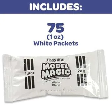 Crayola Model Magic - White (75ct), 1oz Modeling Clay Alternative, Air Dry Clay for Kids, Bulk Classroom Arts & Crafts Supplies