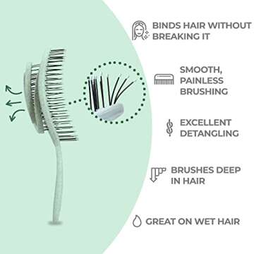 Ninabella Organic Detangling Hair Brush for Women, Men & Children - Does not Pull on Hair - Straight...