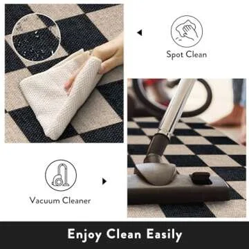 Lahome Checkered Easy Jute Runner Rug, 2x8 Kitchen Rug Non Slip Washable Outdoor Runner for Entryway Indoor, Checkerboard Black Indoor Outdoor Carpet for Hallway 8ft Entry