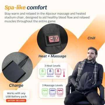 Alpcour Heated Massage Stadium Seat with Back Support