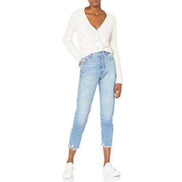 The Drop Women's Francine V-Neck Button-Front Cardigan , Whisper White, M