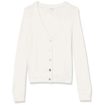 The Drop Women's Francine V-Neck Button-Front Cardigan , Whisper White, M