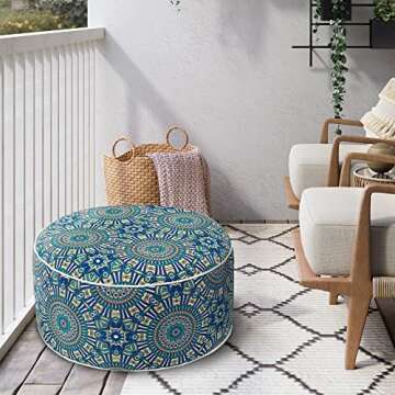 Kozyard Inflatable Ottoman Stool - Portable Round Pouf for Indoor/Outdoor Use - Perfect Small Foot R...