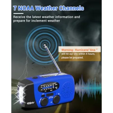 Esky Emergency Hand Crank Radio - 3 LED Flashlight & Power Bank for Outdoor Safety