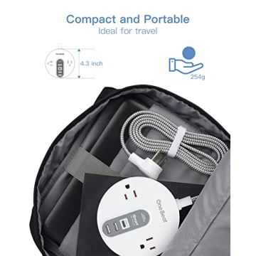 Compact Power Strip Surge Protector with USB-C for Fast Charging