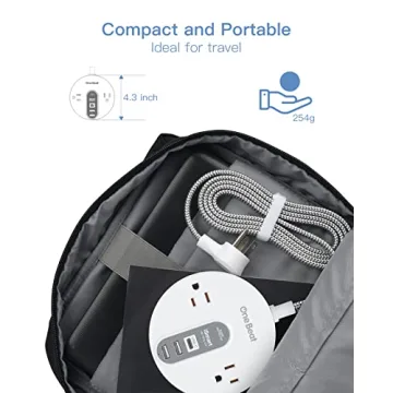 Compact Power Strip Surge Protector with USB-C for Fast Charging