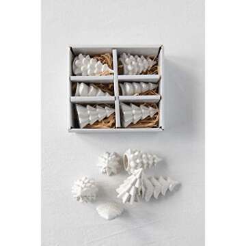 Creative Co-Op 2.5" Stoneware (Boxed Set of 6) Trees, White