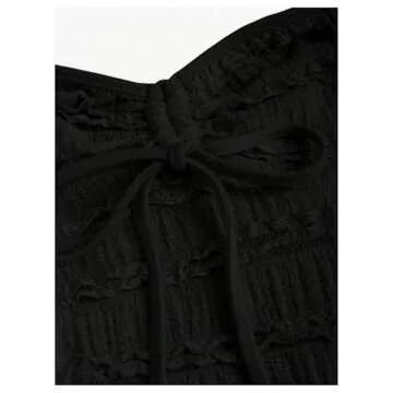 SOLY HUX Women's Peplum Halter Crop Tops Y2K Drawstring Tie Ruched Dressy Casual Spaghetti Strap Cami Top Pure Black Small