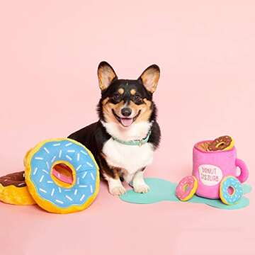 ZippyPaws Burrow, Food Buddies Coffee & Donutz - Interactive Dog Toys for Boredom - Hide and Seek Dog Toys, Colorful Squeaky Dog Toys for Small & Medium Dogs, Plush Dog Puzzles