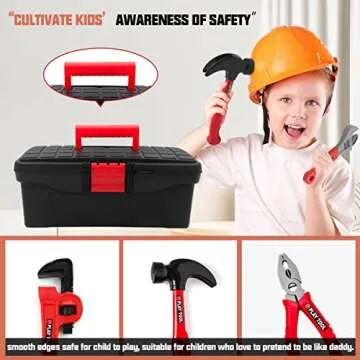 HYRENEE 48-Piece Kids Tool Set with Drill & Toolbox