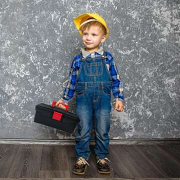 HYRENEE Kids Tool Set – 48 Piece Toddler Tool Set with Electronic Toy Drill& Tool Box,Pretend Play Toys for Kids,Construction Kits Toys for Kids Ages 3 4 5 Years Old, Toddler Boy Toys