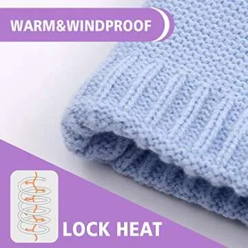 POXIMI Baby Warm Hat Toddler Scarf Boy Beanie Hats Girl Cap Knitted Neck Warmer Infant Scarves Fleece Lining Kids Pompom Beanies Hats Circle Loop Scarf Set (Blue Set, 1-2T)