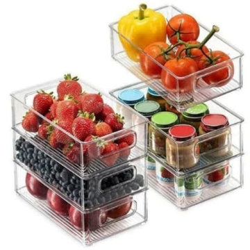 Ecowaare 6 Pack Clear Stackable Storage Bins for Organization