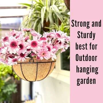 LaLaGreen Hanging Baskets for Plants (3 Pack, 10 Inch) Hanging Planter Outdoor with Coco Liner, Metal Wire Flower Basket Pots Holder Hanger Hook Deck Patio Porch Garden Balcony Outside Decoration