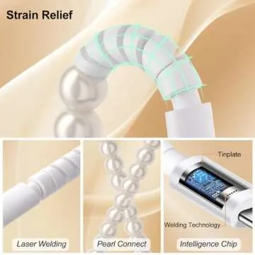 for iPhone Charger Cord USB Cable [MFi Certified] Beaded iPhone Charging Cable Cord for iPhone 14 13 12 11 Plus Pro Max Cute Pearl Phone Charger Cord Fast Charging Cord USB A to iPhone Cable 3FT White