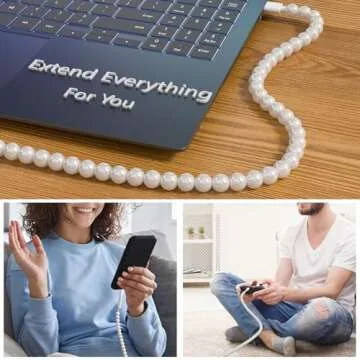 for iPhone Charger Cord USB Cable [MFi Certified] Beaded iPhone Charging Cable Cord for iPhone 14 13 12 11 Plus Pro Max Cute Pearl Phone Charger Cord Fast Charging Cord USB A to iPhone Cable 3FT White