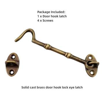 Runningfish Heavy Duty Copper Door Latch gate latches Rustic Design Cabin Hook Latch Door Lock