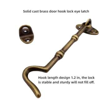 Runningfish Heavy Duty Copper Door Latch gate latches Rustic Design Cabin Hook Latch Door Lock