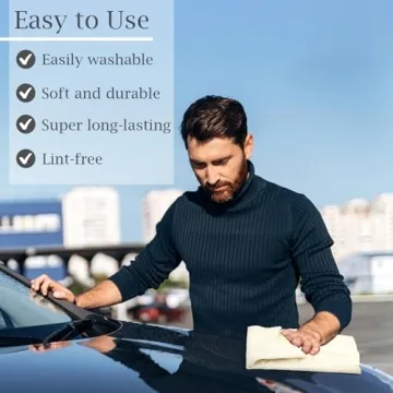 2 Pack Chamois Towel for Car, 25” X 16” Shammy Cloth for Car Drying, Super Absorbent Car Shammy, Soft & Non-Scratch Chamois Cloth for Car Wash, Mirrors, Glass, Bathroom, Pets