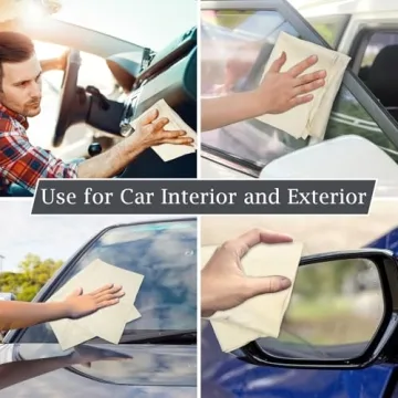 2 Pack Chamois Towel for Car, 25” X 16” Shammy Cloth for Car Drying, Super Absorbent Car Shammy, Soft & Non-Scratch Chamois Cloth for Car Wash, Mirrors, Glass, Bathroom, Pets