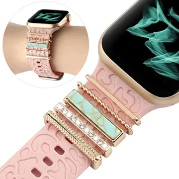 Stylish Boho Turquoise Decorative Rings for Smartwatches