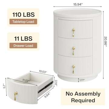 Tribesigns 3 Drawers Nightstand Set of 2, No Assembly Bedside Table Night Stand for Bedroom, Modern ...