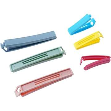 Yarall 32 PCS Plastic Chip Clips for Food Packages, Curved Design Sealing Bag Clips for Food, Kitchen and Home, 2 Sizes(4.3inch x 20, 3.1inch x 12)