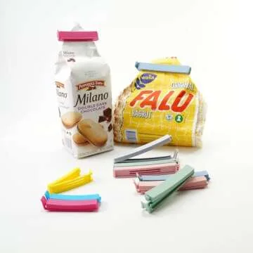 Yarall 32 PCS Plastic Chip Clips for Food Packages, Curved Design Sealing Bag Clips for Food, Kitchen and Home, 2 Sizes(4.3inch x 20, 3.1inch x 12)