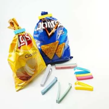 Yarall 32 PCS Plastic Chip Clips for Food Packages, Curved Design Sealing Bag Clips for Food, Kitchen and Home, 2 Sizes(4.3inch x 20, 3.1inch x 12)