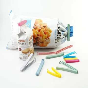 Yarall 32 PCS Plastic Chip Clips for Food Packages, Curved Design Sealing Bag Clips for Food, Kitchen and Home, 2 Sizes(4.3inch x 20, 3.1inch x 12)