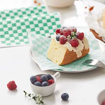 GeeRic Waxed Deli Paper Sheets 12 * 12 Inch, 100 Pcs Food Basket Liners for Sandwiches, Burgers, Checkered Deli Wrap Wax Paper Sheets Green