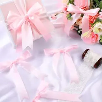 Riceshoot 24 Pcs Satin Ribbon Twist Tie Bows 5x7'' Large Decorating Ribbon Gift Bows Christmas for Gift Wrapping Champagne Bottle Cake Treat Bag Wedding Birthday Party Decoration