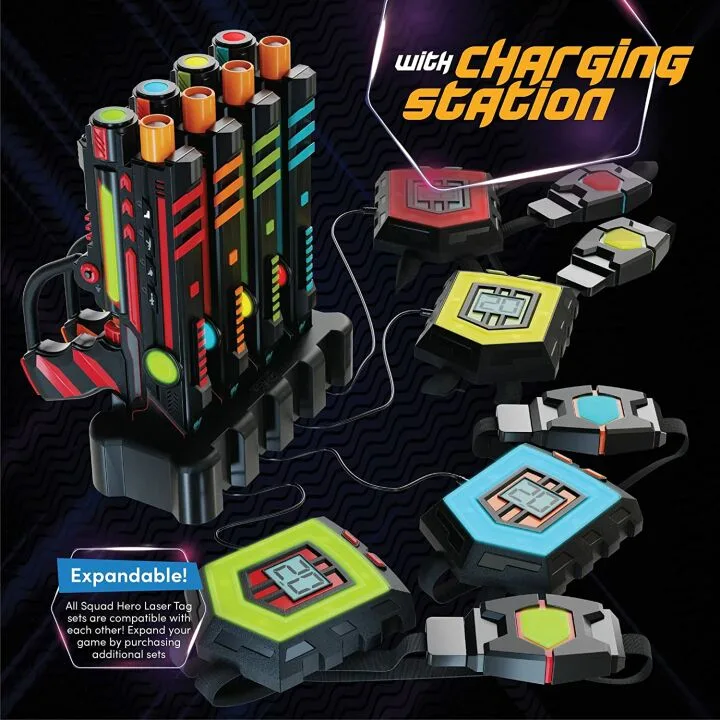 Rechargeable Laser Tag Set with 360° Sensors - 4 Players