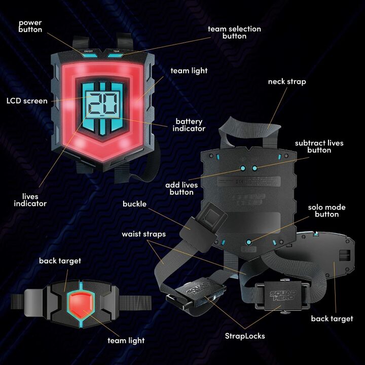 Rechargeable Laser Tag Set with 360° Sensors - 4 Players