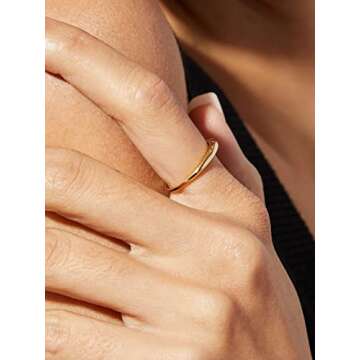Pearich 14K Gold Filled Rings for Women Gold Stacking Rings for Women Gold Band Rings for Women Gold Statement Rings Thin Gold Ring Plain Comfort Fit Size 8