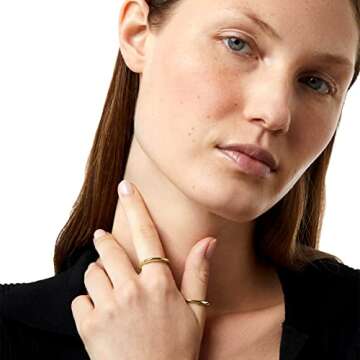 Pearich 14K Gold Filled Rings for Women Gold Stacking Rings for Women Gold Band Rings for Women Gold Statement Rings Thin Gold Ring Plain Comfort Fit Size 8