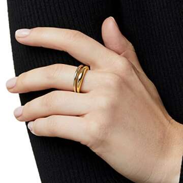 Pearich 14K Gold Filled Rings for Women Gold Stacking Rings for Women Gold Band Rings for Women Gold Statement Rings Thin Gold Ring Plain Comfort Fit Size 8