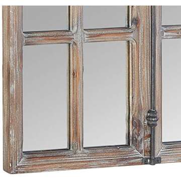 Amazon Brand - Stone & Beam Vintage Farmhouse Wooden Arched Multipanel Mantel Rectangular Mirror, Wall Mount, Dark Stain, 24 x 36 in