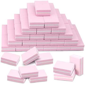 Mini Nail Buffer Blocks, 100/180 Grit Sponge Buffing Sanding Block File Manicure Tools Bulk 50Pcs (P...