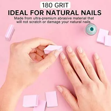 Mini Nail Buffer Blocks, 100/180 Grit Sponge Buffing Sanding Block File Manicure Tools Bulk 50Pcs (Pink)