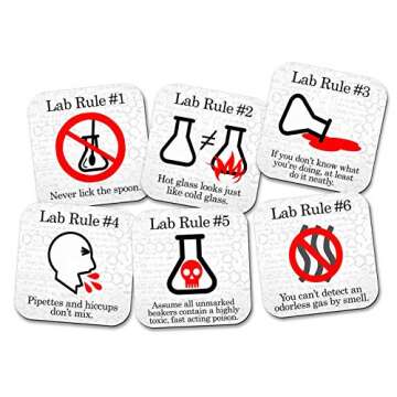 Funny Science Coaster Set - Lab Rules - 6 Piece Neoprene Set - Neurons Not Included
