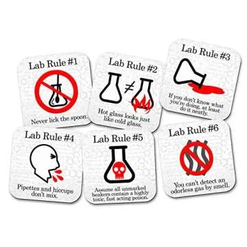 Funny Science Coaster Set - Lab Rules - 6 Piece Neoprene Set - Neurons Not Included