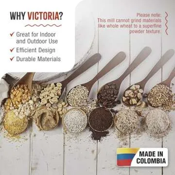 Victoria Manual High-Hopper Grain Grinder, Made in Colombia, Silver