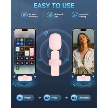 Professional Wireless Lavalier Microphone for iPhone iPad (for iPhone 14 and Below), Cordless Omnidirectional Clip Mic, Plug-Play Microphone for Interview Video Podcast Vlog YouTube