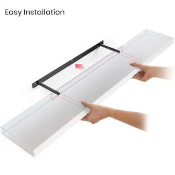 Ballucci Floating Shelves for Wall, 48" Wood Wall Shelf Set of 2, with Invisible Brackets for Bathroom, Living Room, Bedroom, Kitchen, Nursery, 8" Deep, White