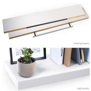 Ballucci Floating Shelves for Wall, 48" Wood Wall Shelf Set of 2, with Invisible Brackets for Bathroom, Living Room, Bedroom, Kitchen, Nursery, 8" Deep, White