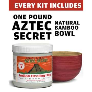 Aztec Secret Essential Indian Clay Mask Kit by Etana – 100% Natural Calcium Bentonite for Deep Por...