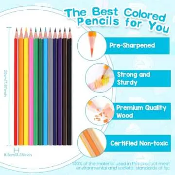 Toidgy 144 Count Colored Pencils for Kids, 12 Packs Colored Pencils Bulk 12 Colors, Pre-sharpened Color Pencils for Adults, Bulk School Supplies for Teachers, Back to School Supplies, Classroom Prizes