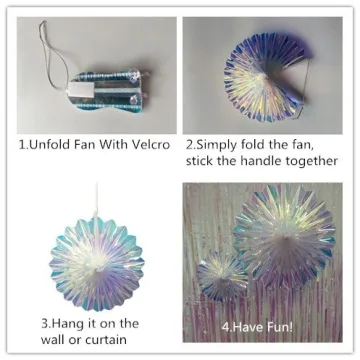 Iridescent Hanging Fans for Party Decor and Weddings