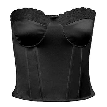 Women Bustier Corset Top Y2K Push Up Crop Tops Strap Tank Top Party Clubwear Bodice Vintage Streetwear (CT-Black,S)